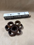 Set Of 6 Wooden Scandinavian Napkin Rings With Box