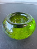 Green Bubble Art Glass Tea Light Candle Holder (2 AVAILABLE—PRICED INDIVIDUALLY AT $10 EACH)
