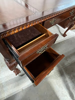 Leather Inlaid Chippendale Style Executive Desk