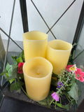 Trio of Distressed Bronzed Metal Lanterns with 3 Flameless Candles (WORKS)