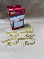 (B) Brass Mantle Stocking Holders — Set Of 5