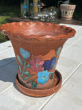 Painted Pot with Saucer