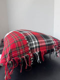 Patchwork Plaid Fringed Rectangular Throw Pillow