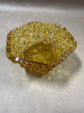 L.E. SMITH  Hexagon Daisy And Button Amber Bowl Dish Candy Dish // 2 Available // PRICED INDIVIDUALLY