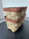 Pair of Sturdy Olive Canvas Woven Storage Baskets
