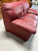 Natuzzi Leather Love Seat, deep red tone