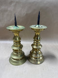 Solid Brass Heavy Spiked Candle Stick Holders - Pair