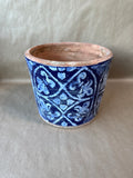 Blue Painted Terra Cotta Planter