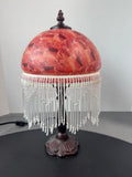 Tiffany Style Boudoir Lamp with Glass Beaded Shade (WORKS)
