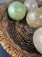 Round Woven Basket with Decorative Spheres