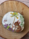 Field Mouse & Bee Hand Made Transfer Art Brooch