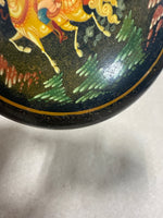 Round Palekh Russian Lacquer Trinket Box