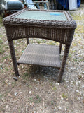 All Weather Wicker End Table w/Glass Top, Martha Stewart