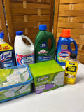 Cleaning Lot BB with Laundry Basket***Most bottles at least half full***