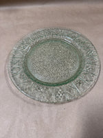 2 Indiana Vintage Pressed Glass Dinner Plates Green Diamond Pattern