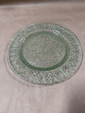 2 Indiana Vintage Pressed Glass Dinner Plates Green Diamond Pattern