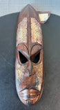 Ghanaian Wooden Mask with Intricate Metal Inlay (A)
