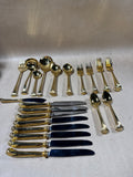 Gold Tone Supreme By Towel Flatware Set - 45 Pieces