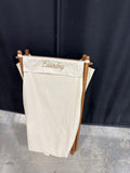 Cream Colored Canvas Folding Laundry Hamper With Top - Embroidered (B)