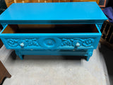 Turquoise Painted 2 Drawers Chest/Dresser