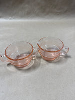 Pink Depression Glass Creamer And Sugar