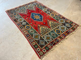 Hand Knotted Rug, (D) 7 ft 4 in x 4 ft 9 in; Multicolor