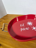Red Metal “Let It Snow” Serving Tray