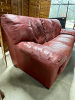 Natuzzi Leather Sofa, deep red tone