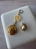 Pair of Small Gold Tone Pendants: Asian Style Faux Pearl