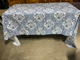 Bird Motif,  Blue/White Fabric Table Cloth, 100"x60"