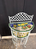 Outdoor White Metal Mosaic Wine Rack Bar Console Table