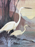 White Egrets in Marsh Print by Harry Wysocki; Signed