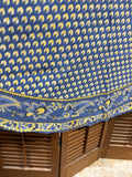 Williams Sonoma Blue And Yellow Round Table Cloth
