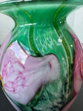 Signed Robert Eickholt Floral Hand Blown Art Glass Vase