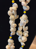 27” Shell Necklace with Yellow & Blue Accent Beads