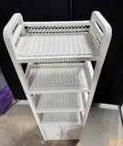 4-Tier White Wicker Shelving Unit with Cabinet