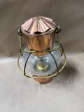 Vintage Copper And Brass Glass Kosmos Brenner Style Hanging Oil Lantern