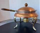 Copper & Brass Vintage Chafing Dish with Wooden Accents