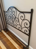 Queen Metal Headboard with Metal Frame and Wood Slats