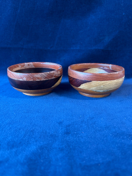 Small Artisan Inlayed Wooden Bowls (2)