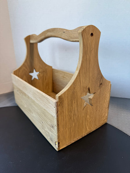 Wooden Carrying Crate with Star Cutouts