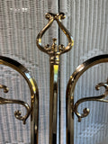 Pair of Victorian Style Brass Tone Dual Arm Vintage Lamps with Frosted Shades (WORKS)