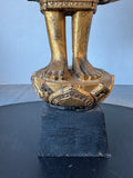Burmese Mandalay Style Gilded Vintage Wooden Buddha with Glass Inlay
