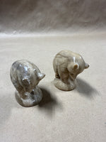 Pair Of Marble Bear Cub Figurines