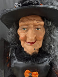 (A) 5.5FT Broomstick Boulevard Pumpkin Halloween Witch