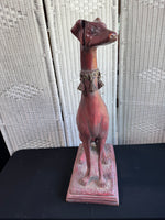 Red Cast Resin Vintage Heavyweight Whippet Dog Statue