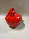 Red Cardinal Covered Trinket Dish Candy Dish