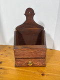 Wooden Primitive Wall Box With Drawer