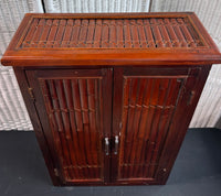 Split Bamboo 2-Drawer Vintage Cabinet with Adjustable Shelves