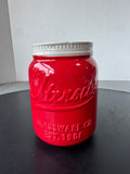 World Market Red Ceramic Mason Jar Utensils Crock